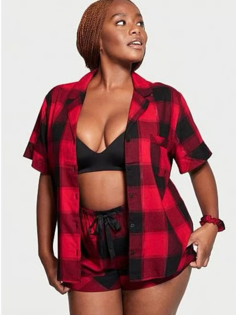 NWT Victoria’s Secret Flannel Shortie Pajama Set in Red Buffalo Plaid
